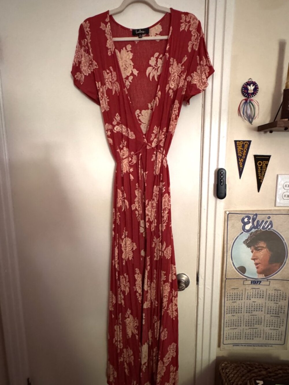 Lulu's Heart of Marigold Rust Red Floral Print Wrap Maxi Dress